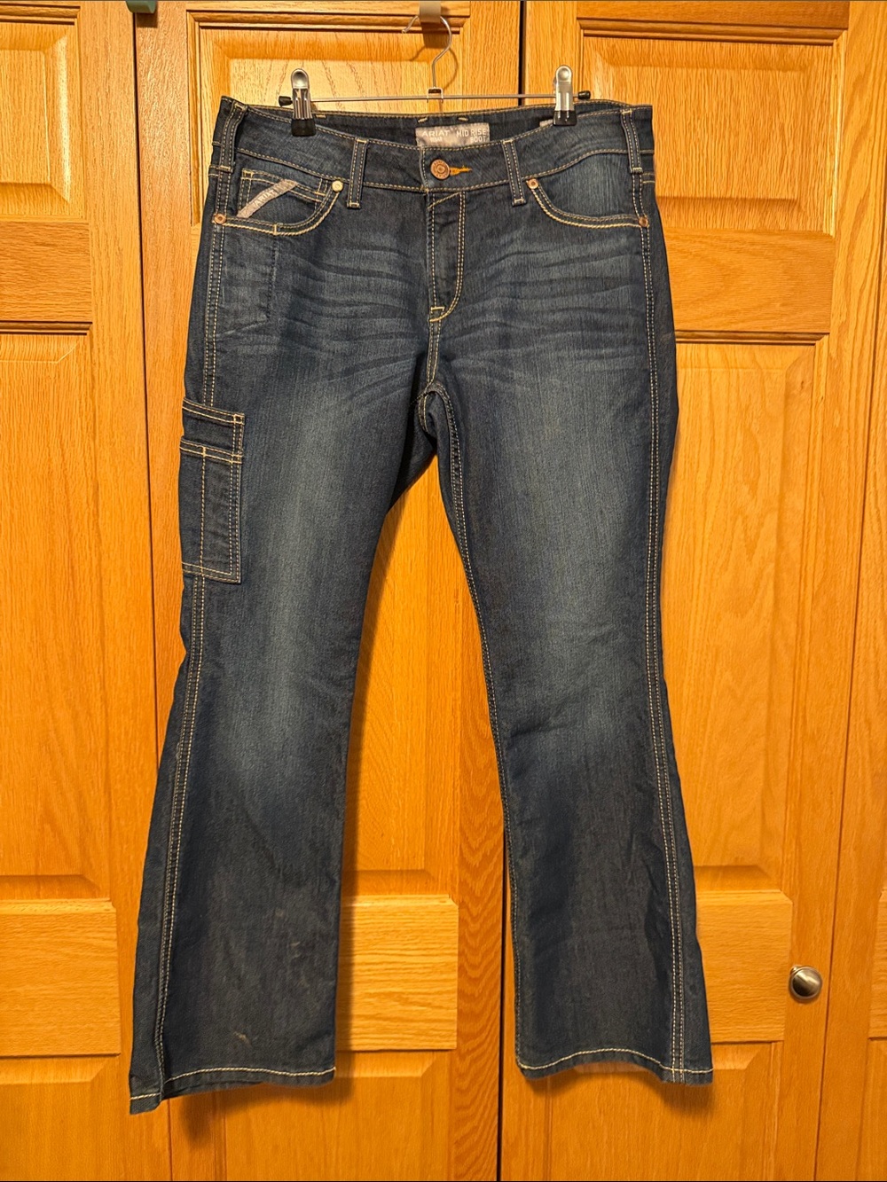 Ariat Dark Blue Women's Boot Cut Carpenter Jeans with Side Pocket mid side 31 s